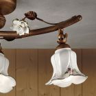 Artisan Ceramic 3-Light Ceiling Lamp with Rose Decoration - Pisa Viadurini