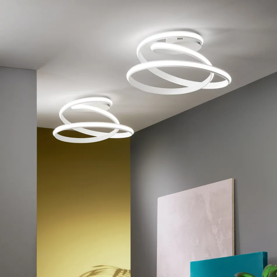 Modern Design White Painted Metal LED Ceiling Lamp - Rivolta Viadurini
