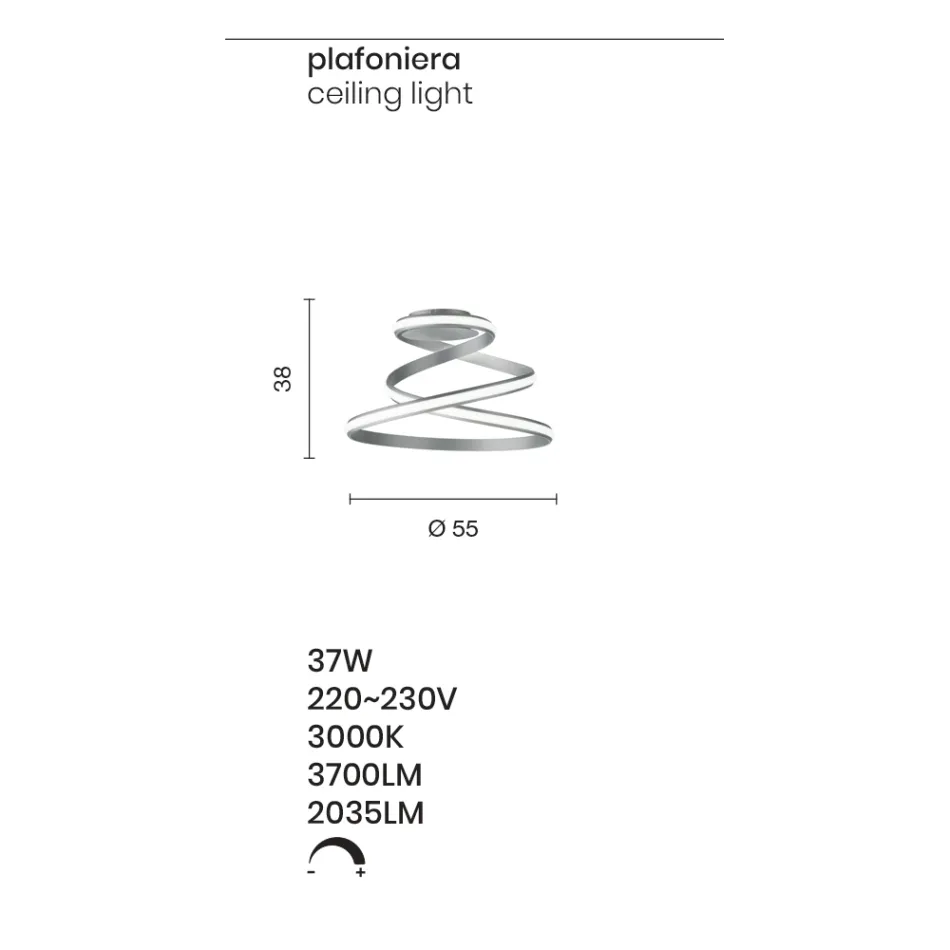 Modern Design White Painted Metal LED Ceiling Lamp - Rivolta Viadurini