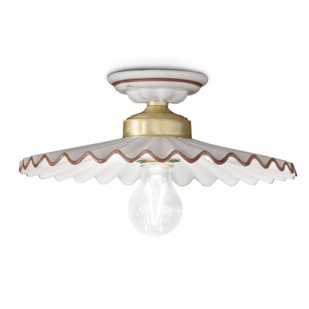 Rustic design ceiling lamp made of ceramic by Ferroluce Viadurini