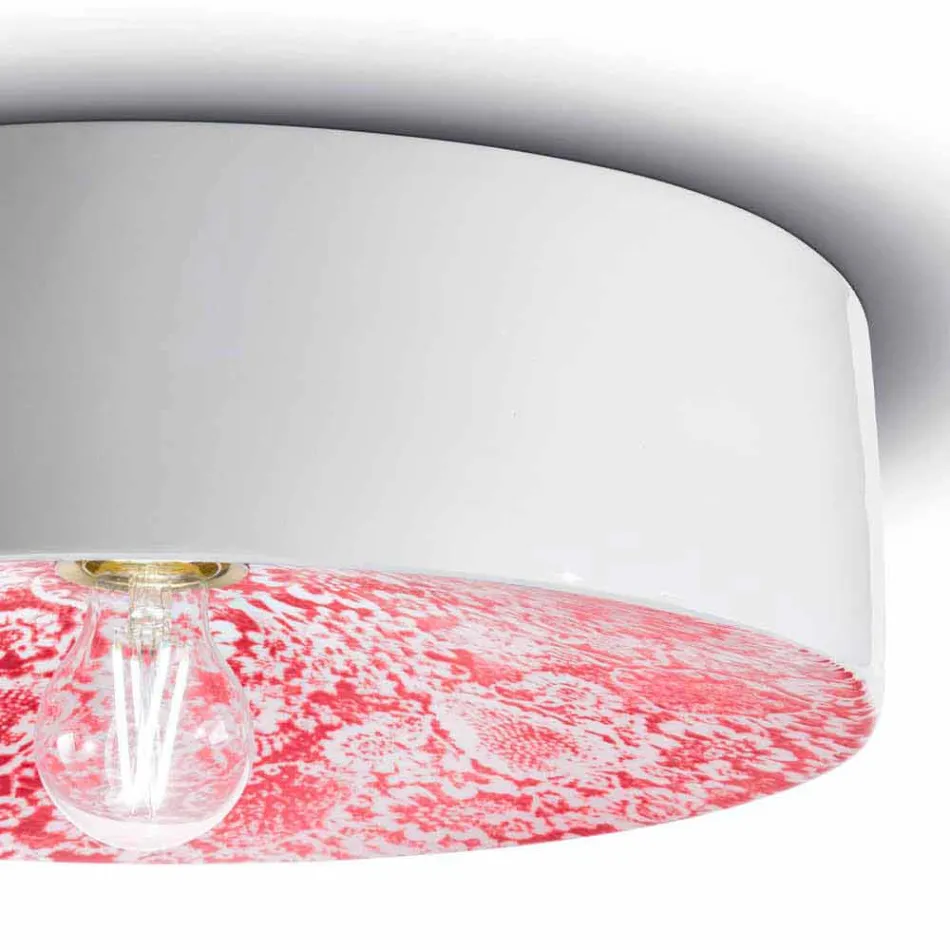 Circular Ceiling Light in Colored Ceramic Made in Italy - Ferroluce Pi Viadurini