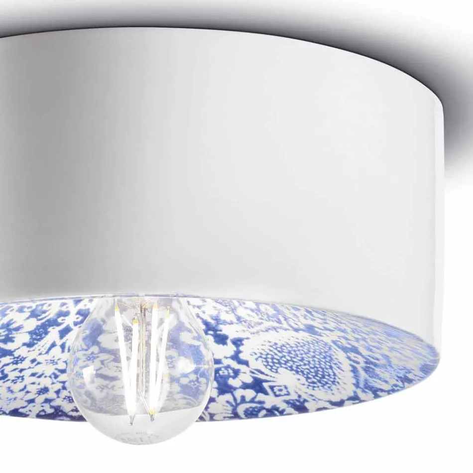 Circular Ceiling Light in Colored Ceramic Made in Italy - Ferroluce Pi Viadurini