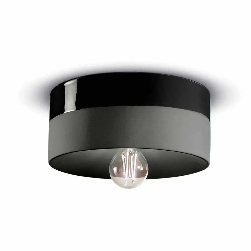 Circular Ceiling Light in Colored Ceramic Made in Italy - Ferroluce Pi Viadurini