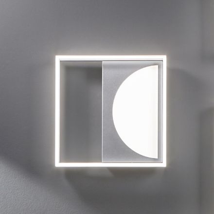 LED Ceiling Lamp in Silver Metal with Perimeter Diffuser - Arco Viadurini