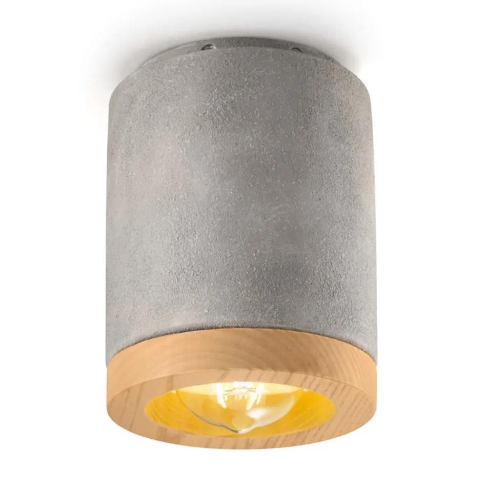 Nordic Style Artisan Wood and Ceramic Ceiling Lamp - Nateca Viadurini