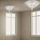 Handmade Venetian Glass and Metal Ceiling Lamp Made in Italy - Fabiana Viadurini