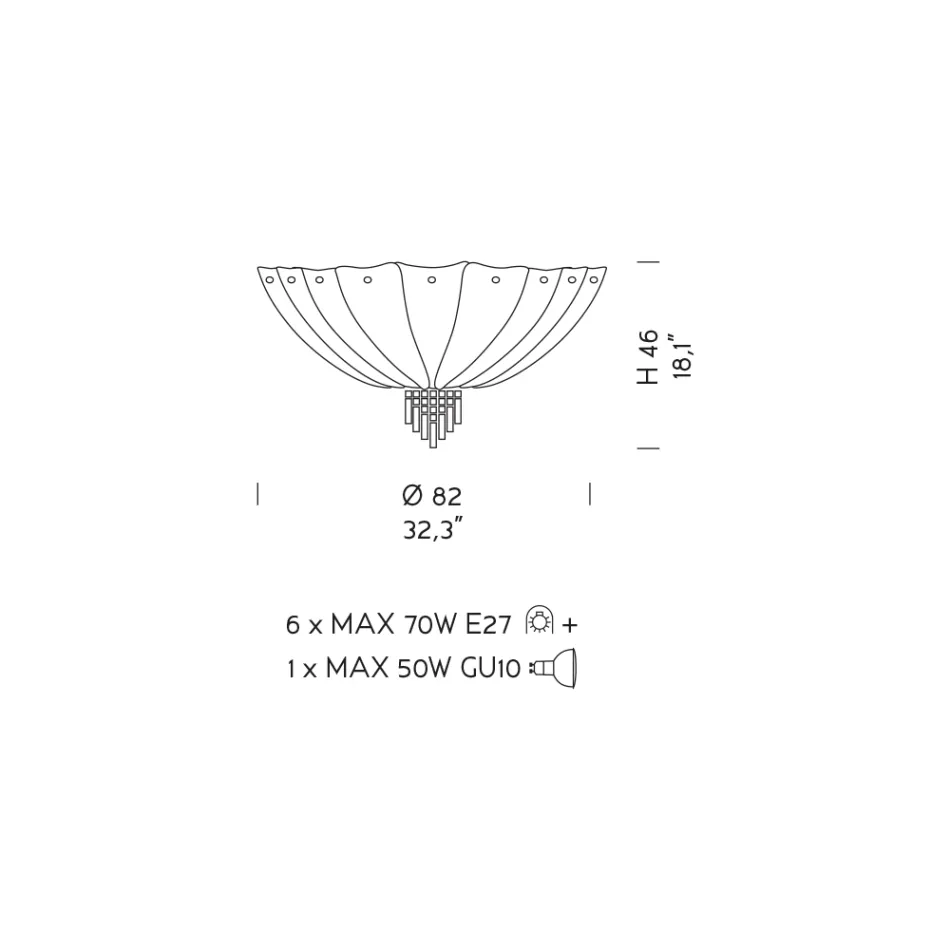 Handmade Venetian Glass and Metal Ceiling Lamp Made in Italy - Fabiana Viadurini