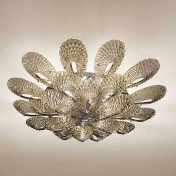 Artisan Ceiling Lamp in Smoked Venetian Glass, Made in Italy - Minos