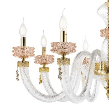 Classic Ceiling Lamp 8 Lights in Italian Luxury Handcrafted Glass - Saline