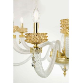 Classic Ceiling Lamp 8 Lights in Italian Luxury Handcrafted Glass - Saline