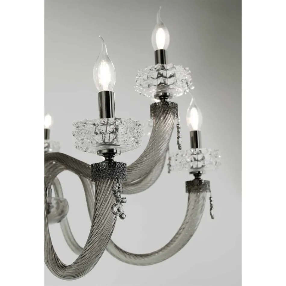 Classic Ceiling Lamp 8 Lights in Italian Luxury Handcrafted Glass - Saline Viadurini