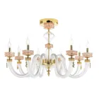 Classic Ceiling Lamp 8 Lights in Italian Luxury Handcrafted Glass - Saline Viadurini
