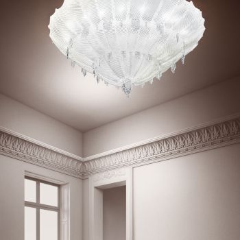 Classic ceiling lamp in Venice glass and metal Made in Italy - Fabiana