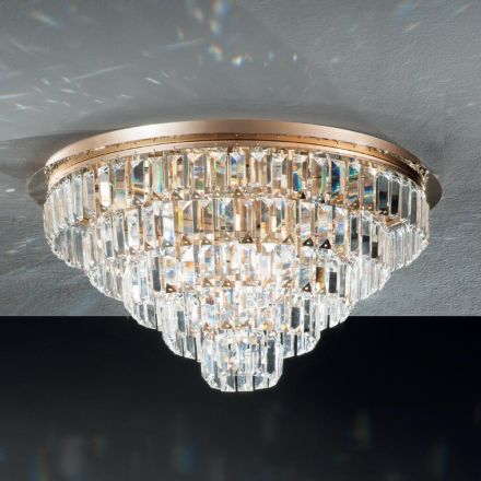 Classic Gold Metal Ceiling Lamp and Luxury Crystal Pendants - Jerome Viadurini