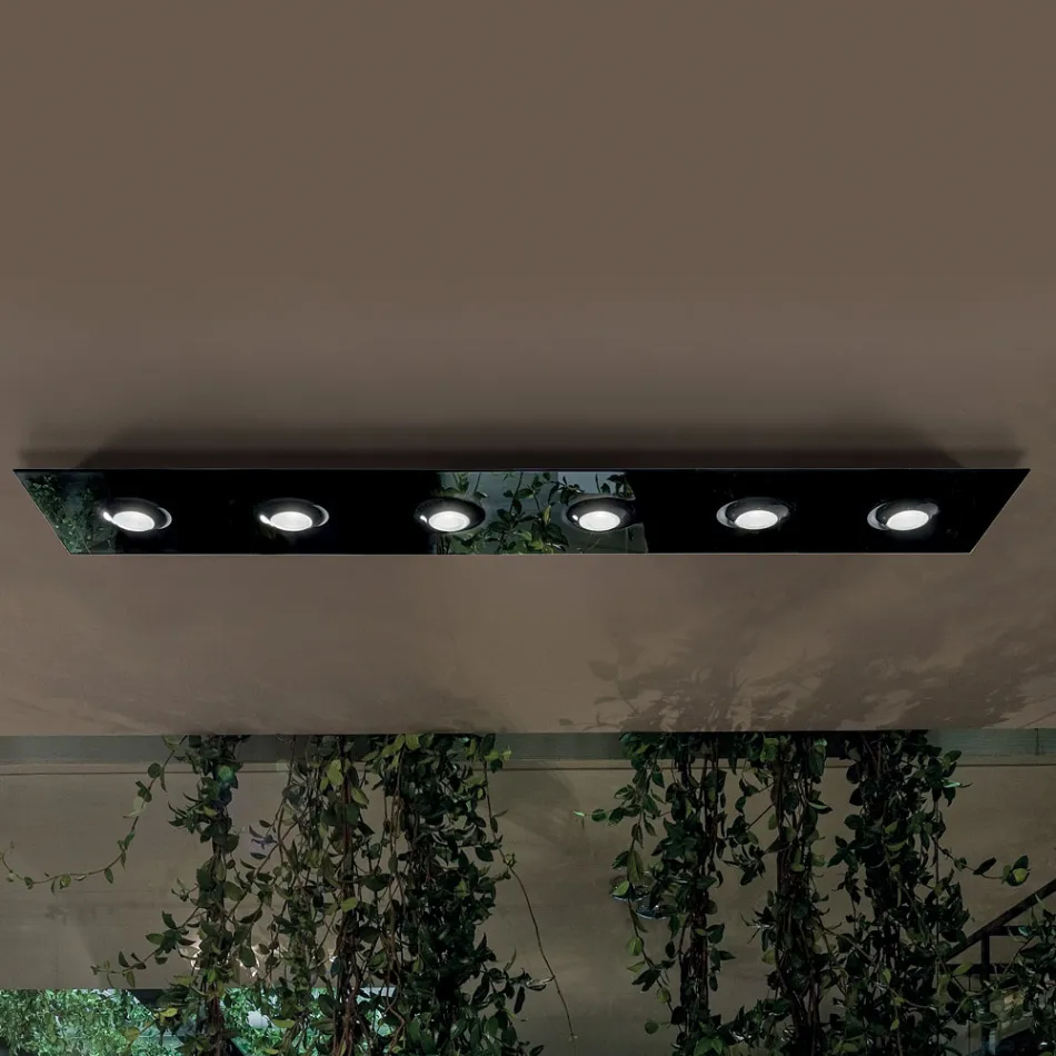 Ceiling Light with Flat Glass Plate with Lowerings - Kora Viadurini