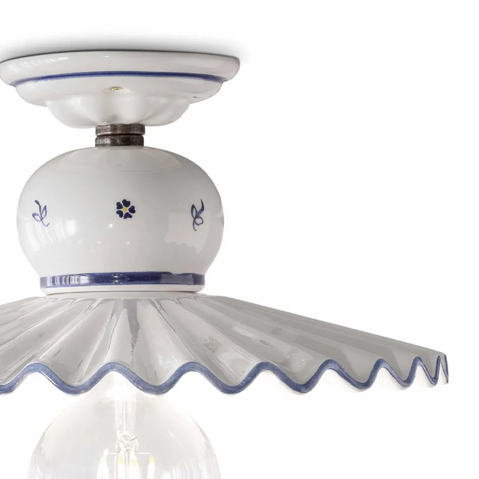 Country Hand-Decorated Artisan Ceramic Ceiling Lamp 2 Sizes - Rome Viadurini