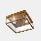 2-Light Outdoor Ceiling Lamp in Brass and Vintage Glass - Framework by Il Fanale Viadurini
