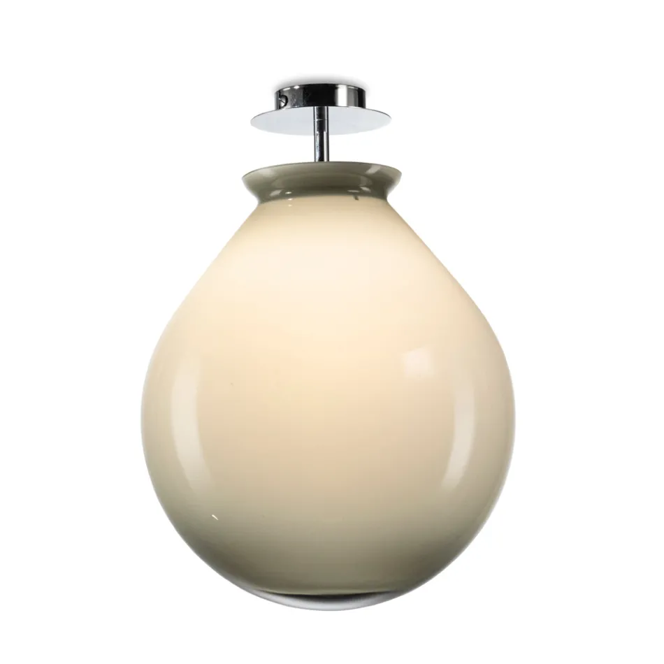 Large Shaded Glass and Metal Ceiling Light Made in Italy - Iride Viadurini