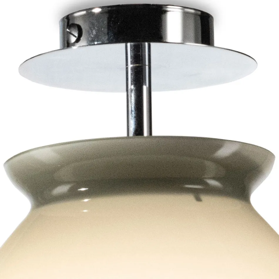 Large Shaded Glass and Metal Ceiling Light Made in Italy - Iride Viadurini