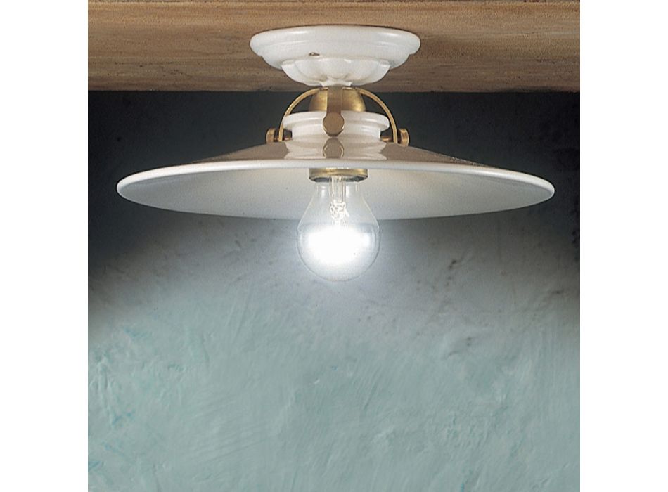 Rustic design ceramic ceiling light made in Italy by Ferroluce Viadurini