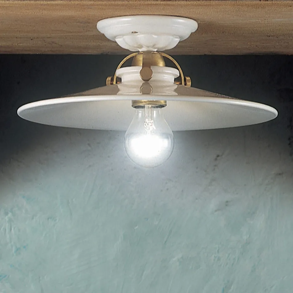 Rustic design ceramic ceiling light made in Italy by Ferroluce Viadurini