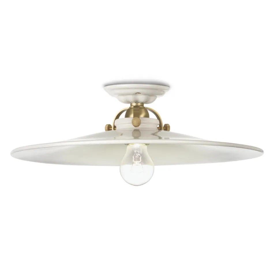 Rustic design ceramic ceiling light made in Italy by Ferroluce Viadurini