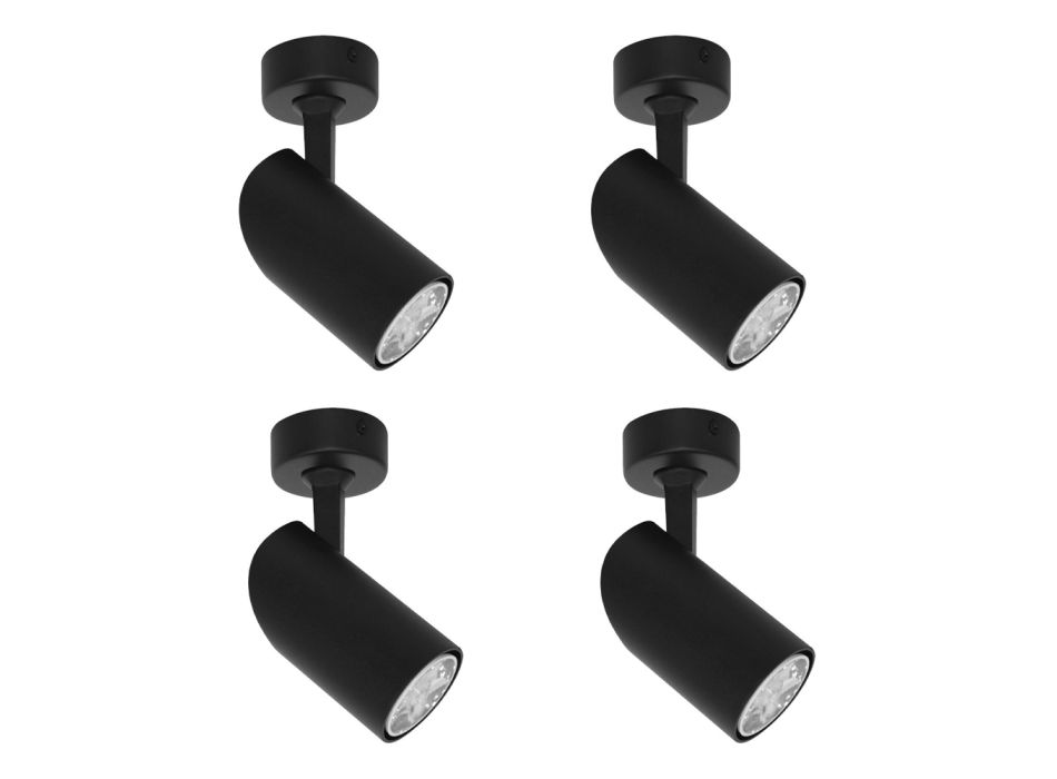 Adjustable Spotlight Ceiling Light in White or Black Aluminum 4 Pieces - Lazzaro