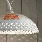 Perforated and Decorated Handmade Ceramic Hook Ceiling Lamp - Verona Viadurini