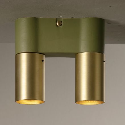 Ceiling Lamp in Ceramic and Brushed Brass Handmade in Italy - Toscot Match Viadurini