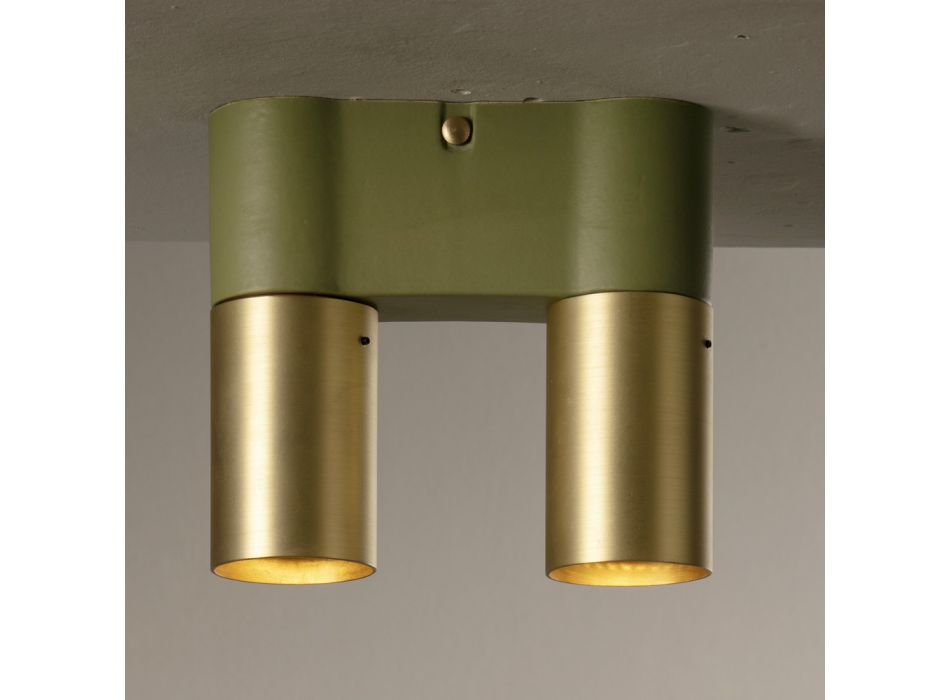 Ceiling Lamp in Ceramic and Brushed Brass Handmade in Italy - Toscot Match