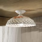 Perforated Handmade Ceramic Ceiling Lamp and Painted Decorations - Verona Viadurini
