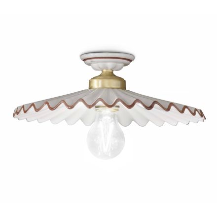 Pleated Glossy Ceramic Ceiling Lamp and Hand Painted Edge - Laquila Viadurini