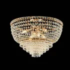 Iron and Gold Ceiling Light with Rhinestones Made in Italy for Interior Decorating - Baviera Viadurini