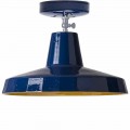 Ceiling light in tuscan maiolica and brass, 30cm, Rossi – Toscot