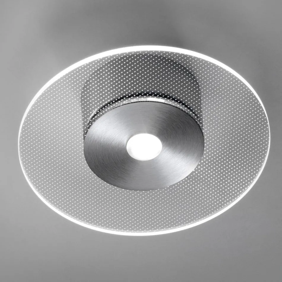 Metal Ceiling Light with Micro-Dotted Plexiglass Diffuser - Nora Viadurini
