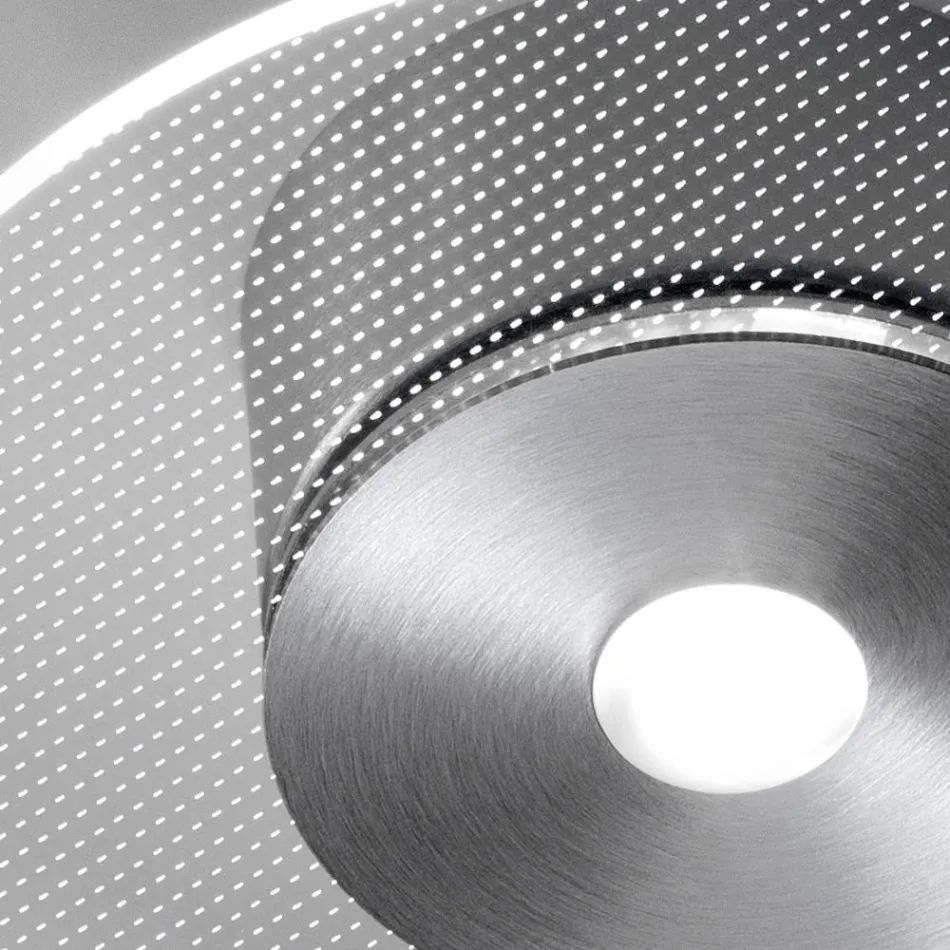 Metal Ceiling Light with Micro-Dotted Plexiglass Diffuser - Nora Viadurini