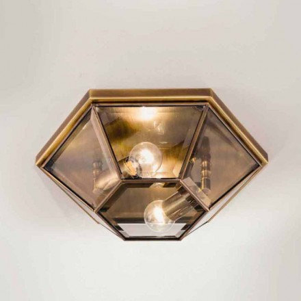 Vintage Burnished Brass and Glass Ceiling Lamp 2 Sizes - Hardcover by Il Fanale Viadurini