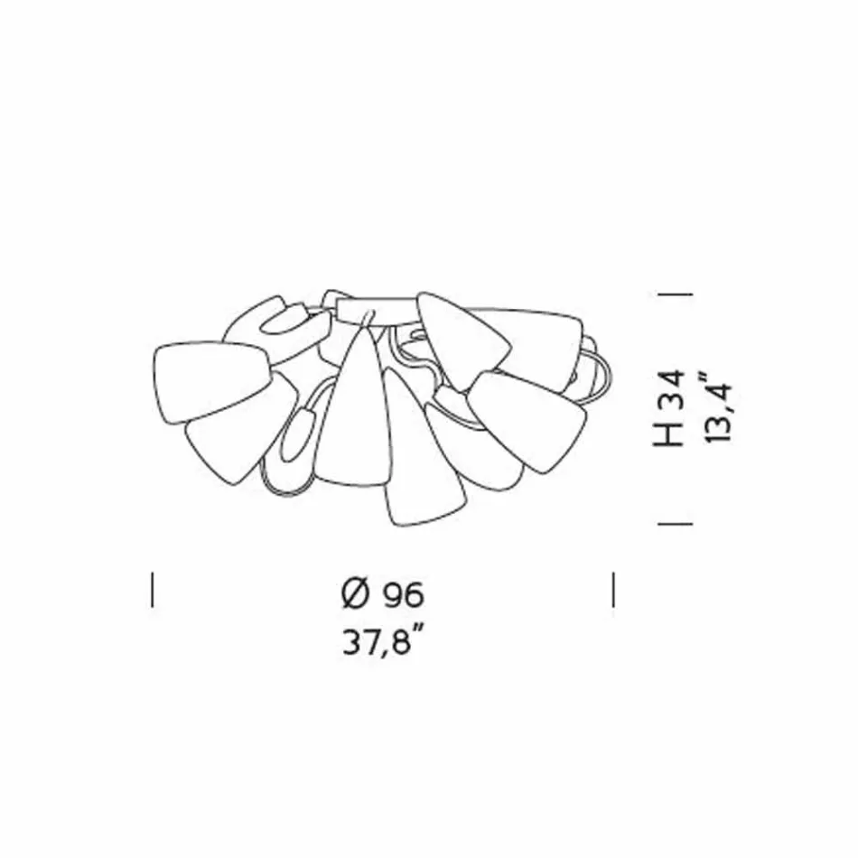 Venetian Glass and Metal Ceiling Lamp, Handmade in Italy - Diamonique Viadurini