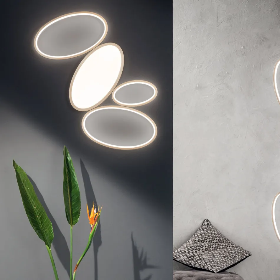 Modern Dimmable LED Ceiling Lamp in White or Gold Metal - Raissa Viadurini