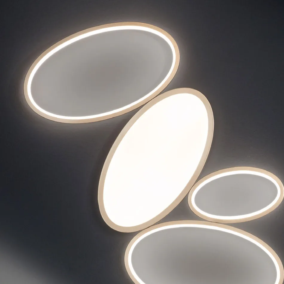 Modern Dimmable LED Ceiling Lamp in White or Gold Metal - Raissa Viadurini