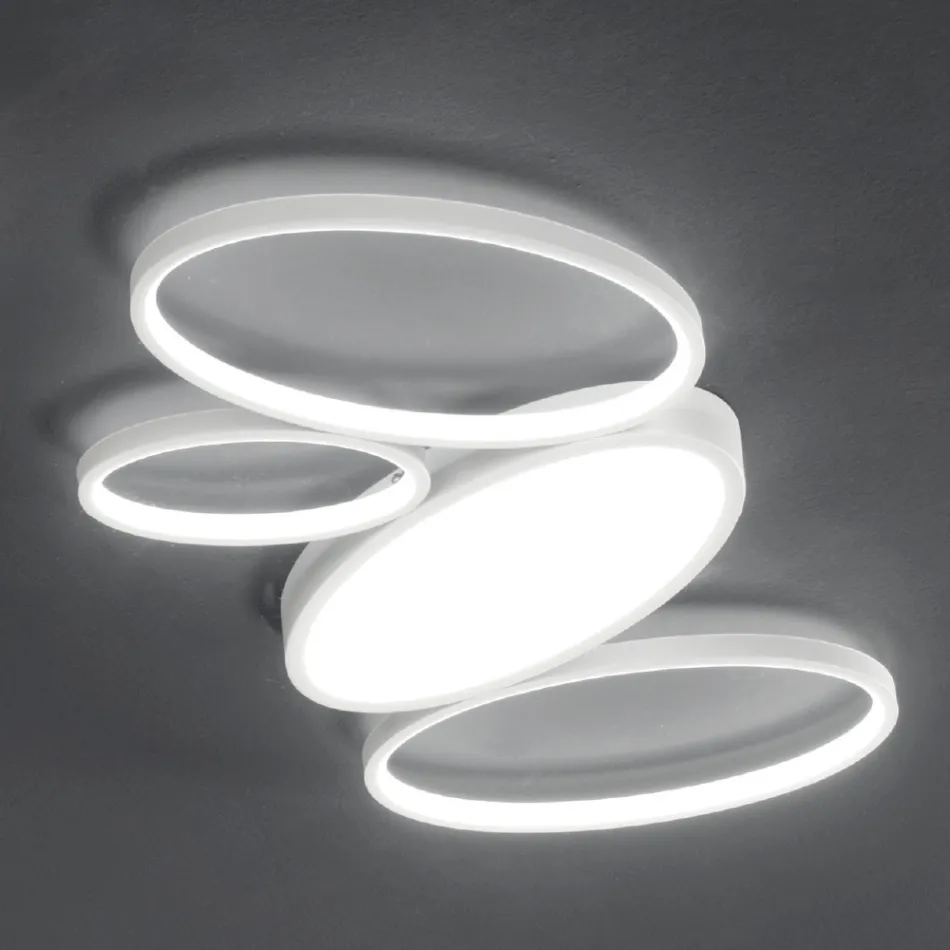 Modern Dimmable LED Ceiling Lamp in White or Gold Metal - Raissa Viadurini