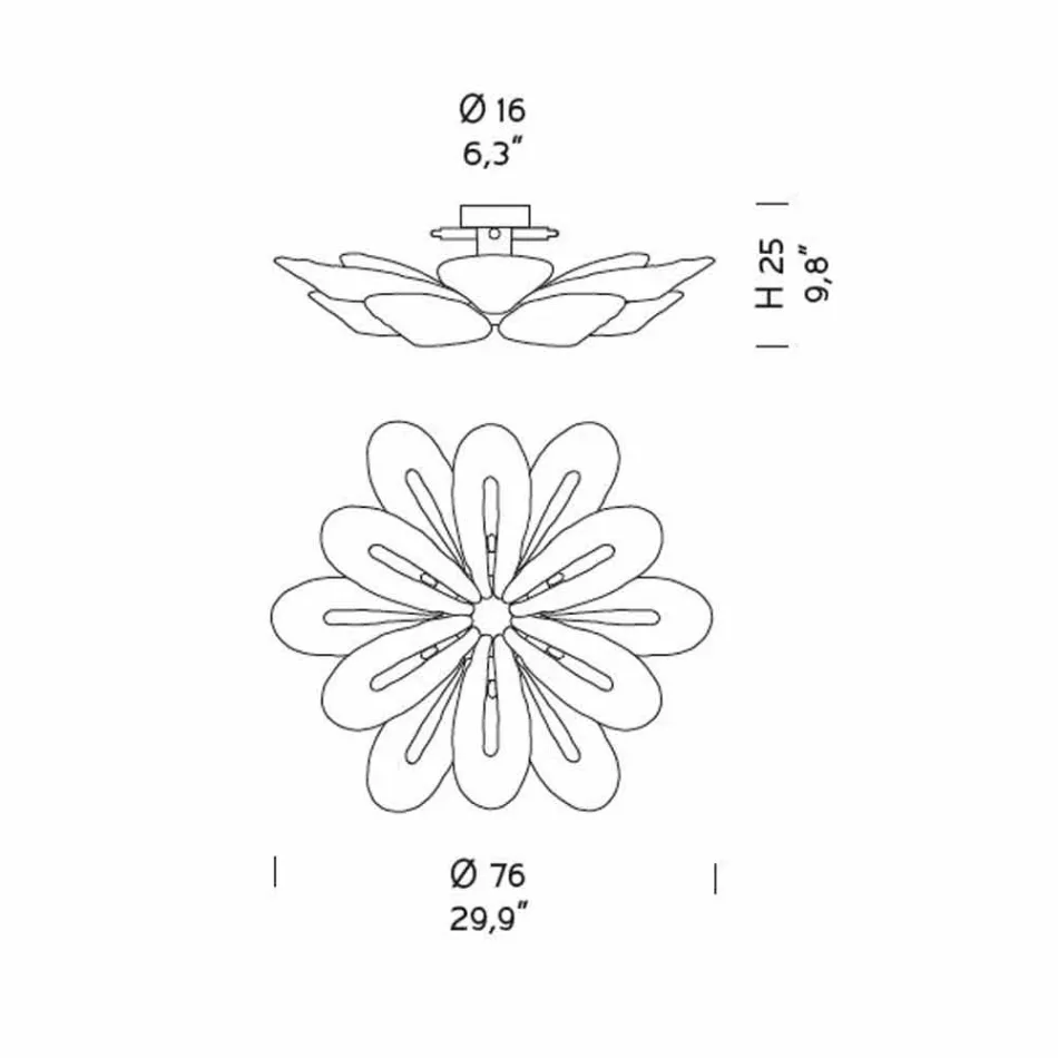 Modern Venetian Glass Ceiling Lamp Handmade in Italy - Minos Viadurini