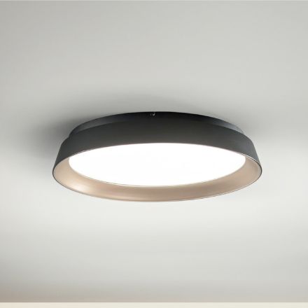Round LED Ceiling Lamp in Black and Gold Metal Modern Design - Rondola Viadurini