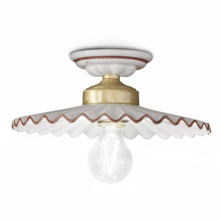Rustic design ceramic ceiling lamp L'Aquila by Ferroluce Viadurini