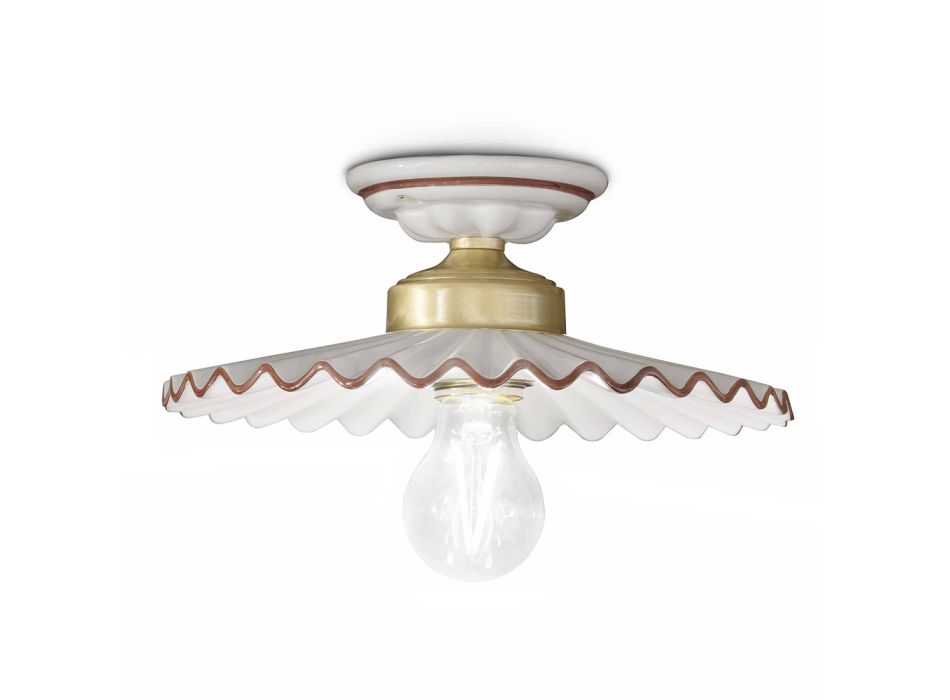 Rustic design ceramic ceiling lamp L'Aquila by Ferroluce Viadurini