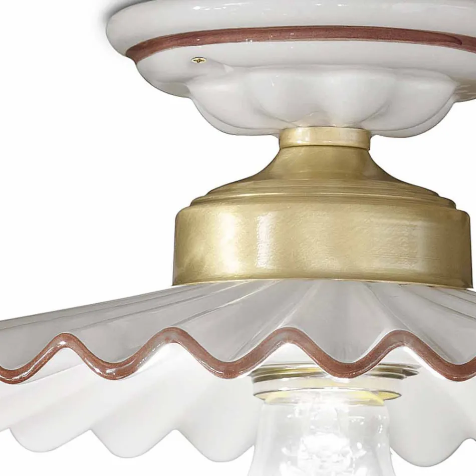 Rustic design ceramic ceiling lamp L'Aquila by Ferroluce Viadurini