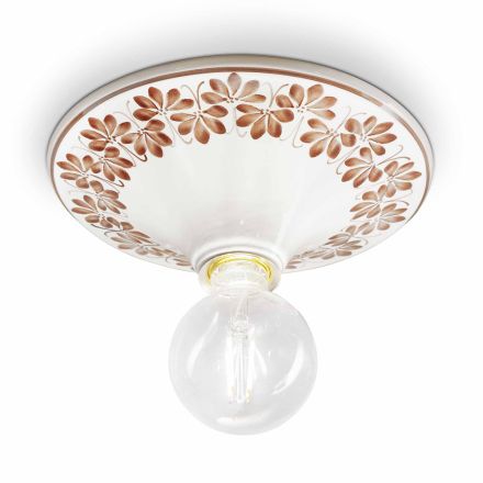 Decorated ceramic ceiling light Potenza made in Italy by Ferroluce Viadurini