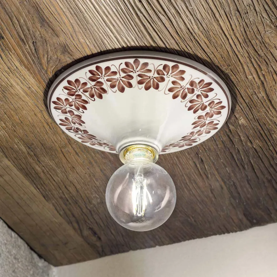 Decorated ceramic ceiling light Potenza made in Italy by Ferroluce Viadurini
