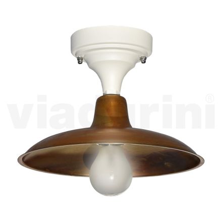 Vintage Outdoor Ceiling Lamp in Aluminum and Brass Made in Italy - Adela Viadurini