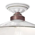 Vintage Ceiling Lamp in Ceramic and Handmade Iron in 3 Sizes - Asti Viadurini